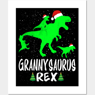 Granny T Rex Matching Family Christmas Dinosaur Shirt Posters and Art